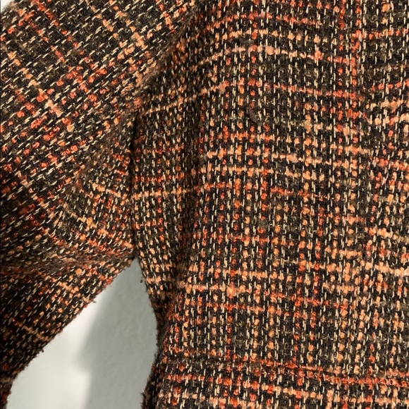 Sundance Tweed Fringe trim blazer Orange brown multicolored flap pockets 16 - Picture 9 of 9